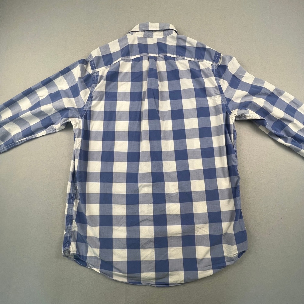Gap Button Down Shirt Mens Large Blue Buffalo Check Plaid Cotton Casual Classic - Picture 11 of 12